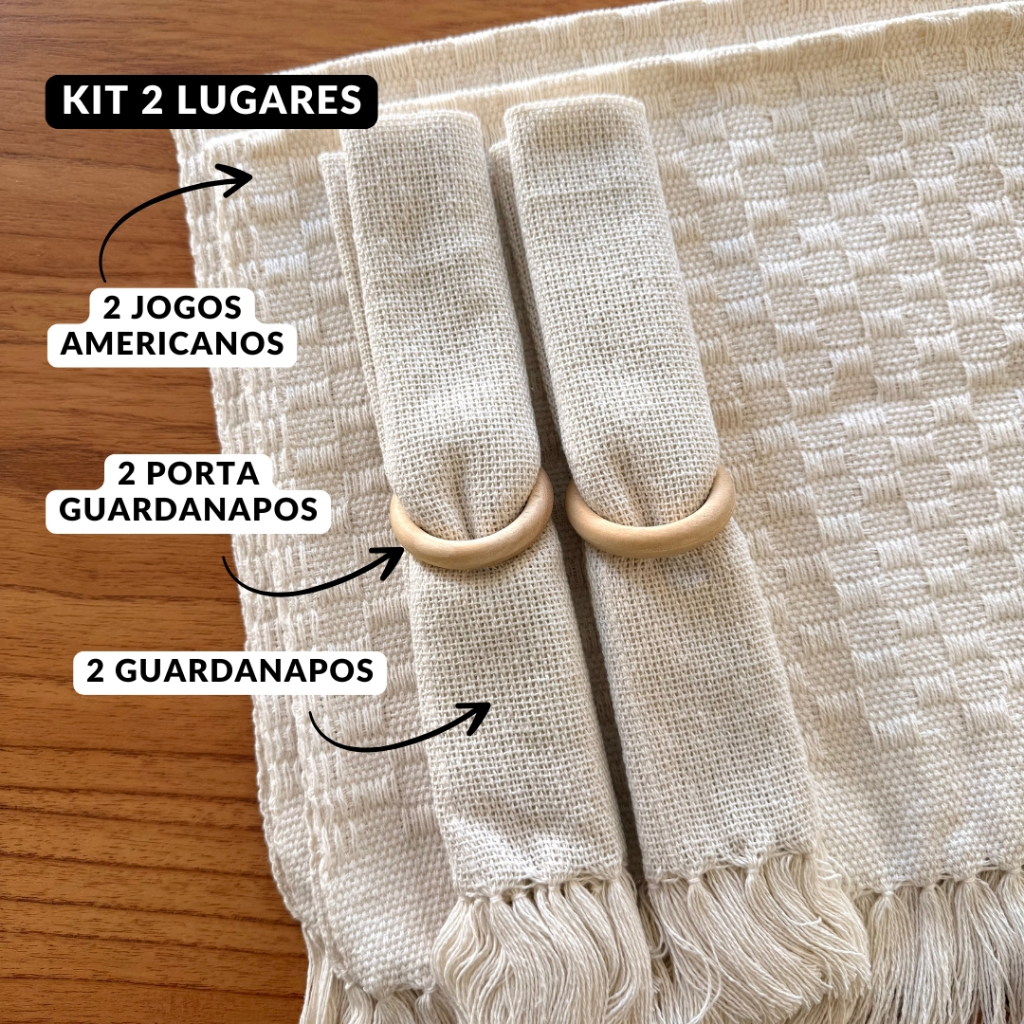 Kit Jogo americano sousplat cor Cru, Off white produto artesanal. Decoração mesa posta, tear mineiro 1, 2, 4 e 6 lugares