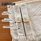 Kit Jogo Americano Sousplat Cru/Off‑White Artesanal | Bella e Finna