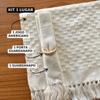 Kit Jogo Americano Sousplat Cru/Off‑White Artesanal | Bella e Finna