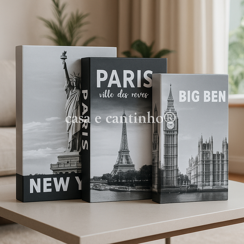 Kit 3 Caixas Livro Decorativas Porta Objetos | Bella e Finna