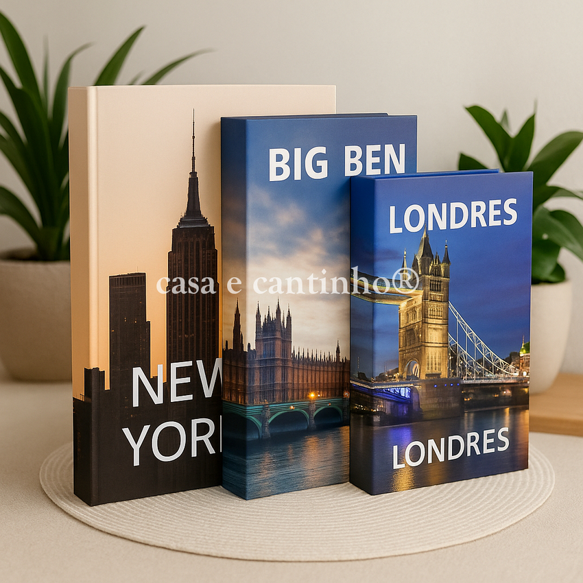 Kit 3 Caixas Livro Decorativas Porta Objetos | Bella e Finna