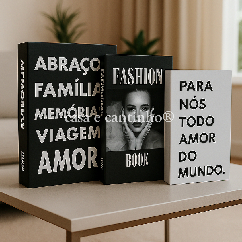 Kit 3 Caixas Livro Decorativas Porta Objetos | Bella e Finna