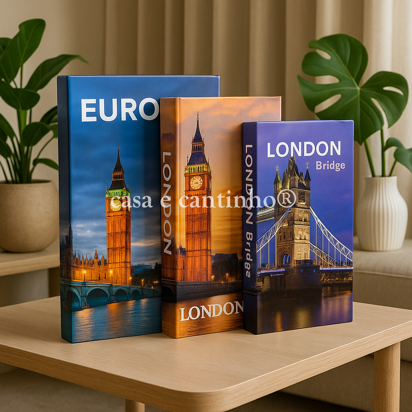 Kit 3 Caixas Livro Decorativas Porta Objetos | Bella e Finna