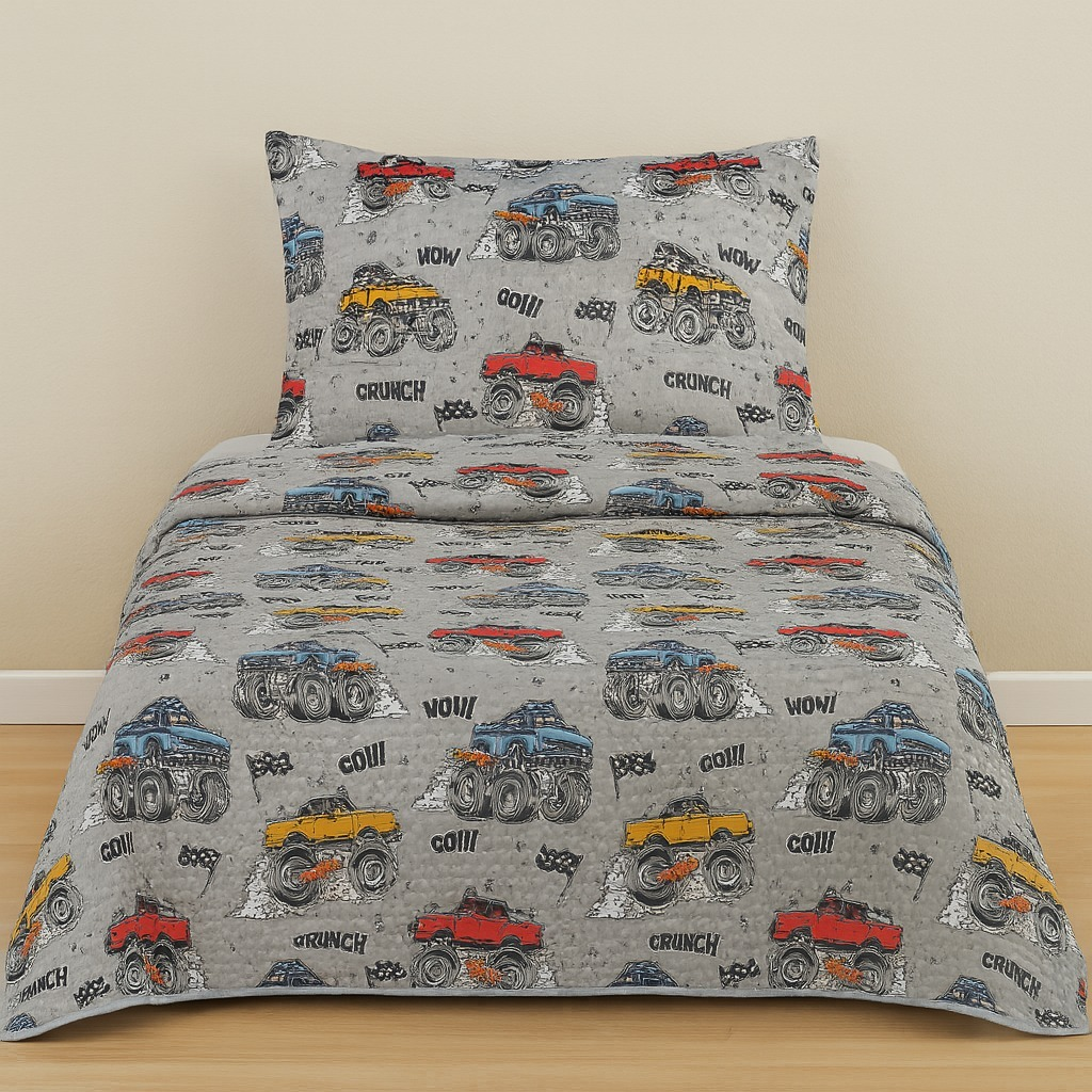 Kit Colcha Estampada Dupla Face Cobre leito 03 Peças Super Macio Tamanho Grande