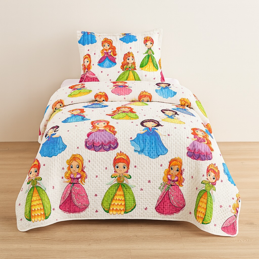 Kit Colcha Estampada Dupla Face Cobre leito 03 Peças Super Macio Tamanho Grande