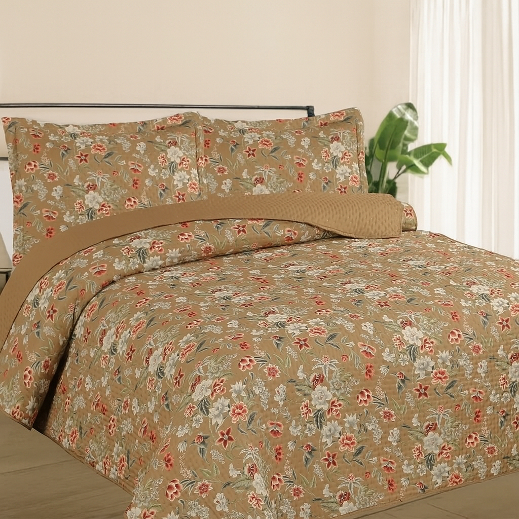 Kit Colcha Estampada Dupla Face Cobre leito 03 Peças Super Macio Tamanho Grande