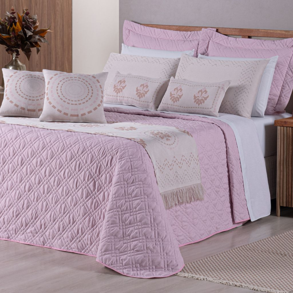 Kit Colcha Cobre Leito Casal Queen Completo Turin 180 Fios 10 peças Premium