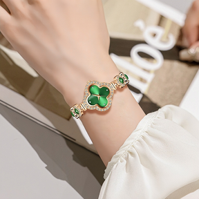 Elegante Flor Mini Relógio De Pulso De Quartzo Com Pulseira De Metal Luz Luxo Moda Diamante Relógio Relógio Feminino