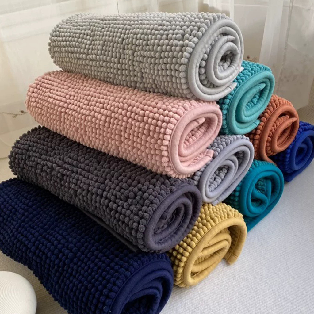 Kit Tapete Banheiro Antiderrapante 40x60 Microfibra Bolinha Macarrão