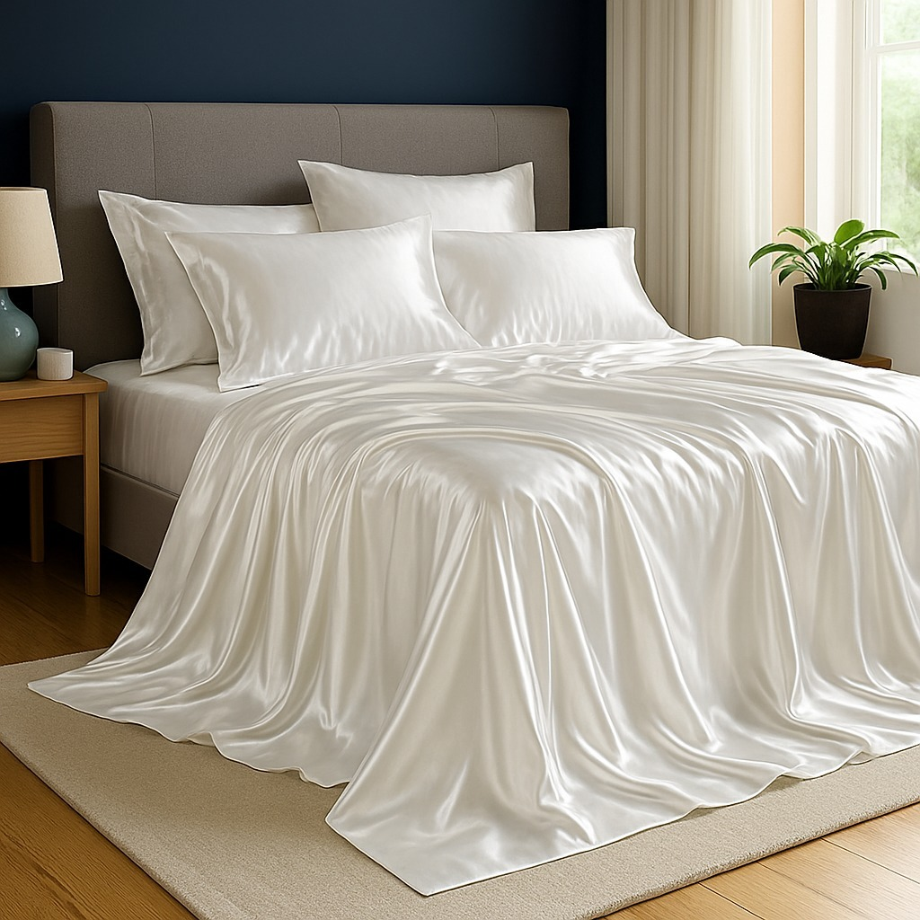 Jogo de Cama em Cetim Charmousse Casal Queen King Brilhante 4 Peças Toque Macio Sedosso Promoção