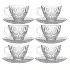 OFERTA Xícara Bohemia Vidro 220ml Com Pires Kit com 3 6 12 Unidades Café Coffe Chá