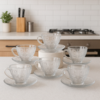 OFERTA Xícara Bohemia Vidro 220ml Com Pires Kit com 3 6 12 Unidades Café Coffe Chá