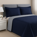 Kit Colcha Cobre Leito Casal Dupla Face 3 Peças Estampada Porta Travesseiro 100% Poliéster