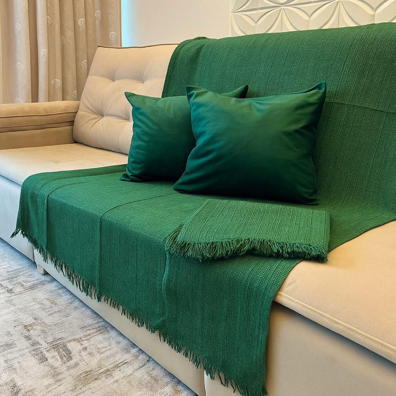 Kit 2 Mantas para Sofá 210x120 Natal Manta Natalina de Sofá Decoração Grande 100% Algodão Protetor Poltrona