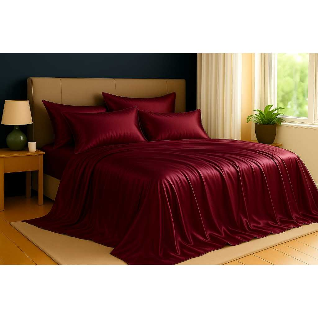 Jogo de Cama em Cetim Charmousse Casal Queen King Brilhante 4 Peças Toque Macio Sedosso Promoção