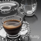 Jogo De Xícaras E Pires Em Vidro Transparente 12 Peças Para Café 100ml Pearl Pérola