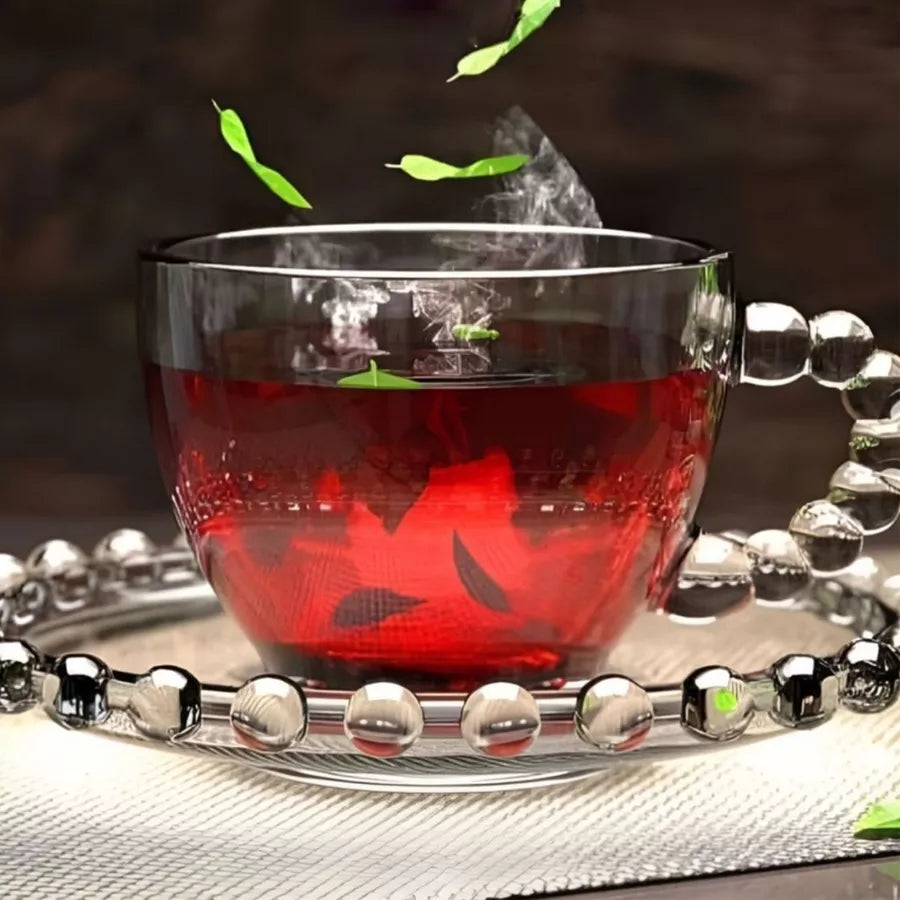 Xícara Bubbly 100ml com Pires – Vidro Elegante | BellaeFinna