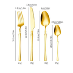 24 Peças Talheres Dourado de Aço Inox Garfo Colher Faca Colher De Mesa