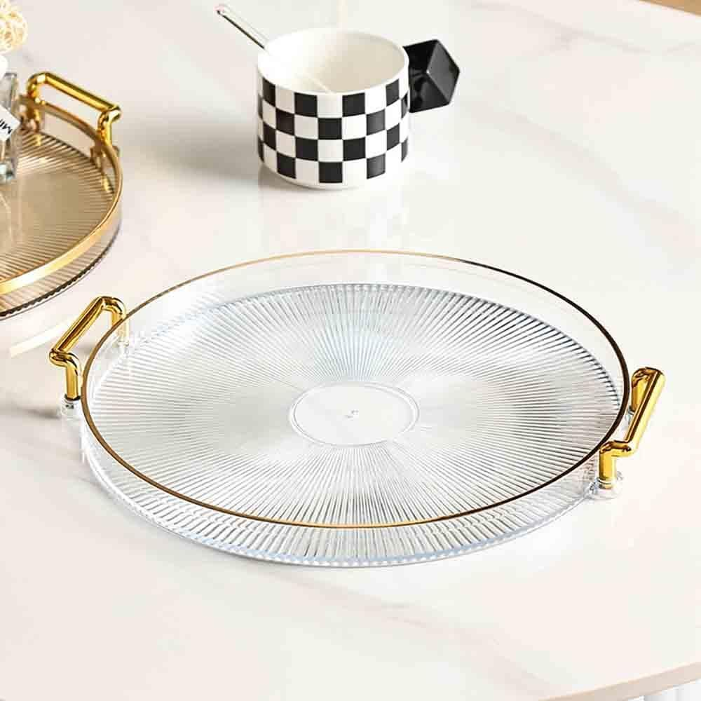 Bandeja Organizadora Decorativa Multiuso Para Servir Nórdica Com Alça e Detalhe em Dourado Decoração de Mesa