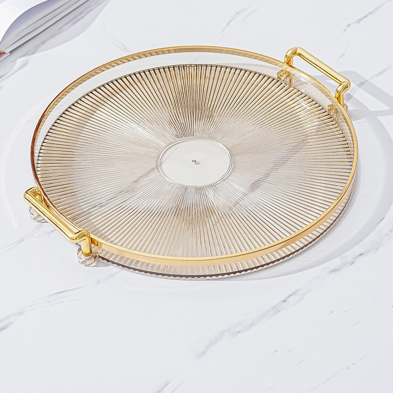 Bandeja Organizadora Decorativa Multiuso Para Servir Nórdica Com Alça e Detalhe em Dourado Decoração de Mesa