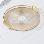 Bandeja Organizadora Decorativa Multiuso Para Servir Nórdica Com Alça e Detalhe em Dourado Decoração de Mesa
