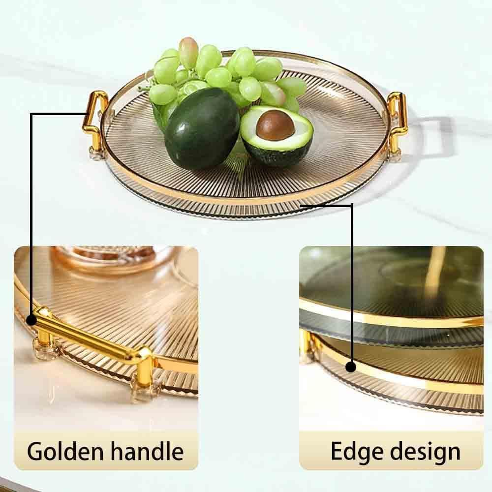 Bandeja Organizadora Decorativa Multiuso Para Servir Nórdica Com Alça e Detalhe em Dourado Decoração de Mesa