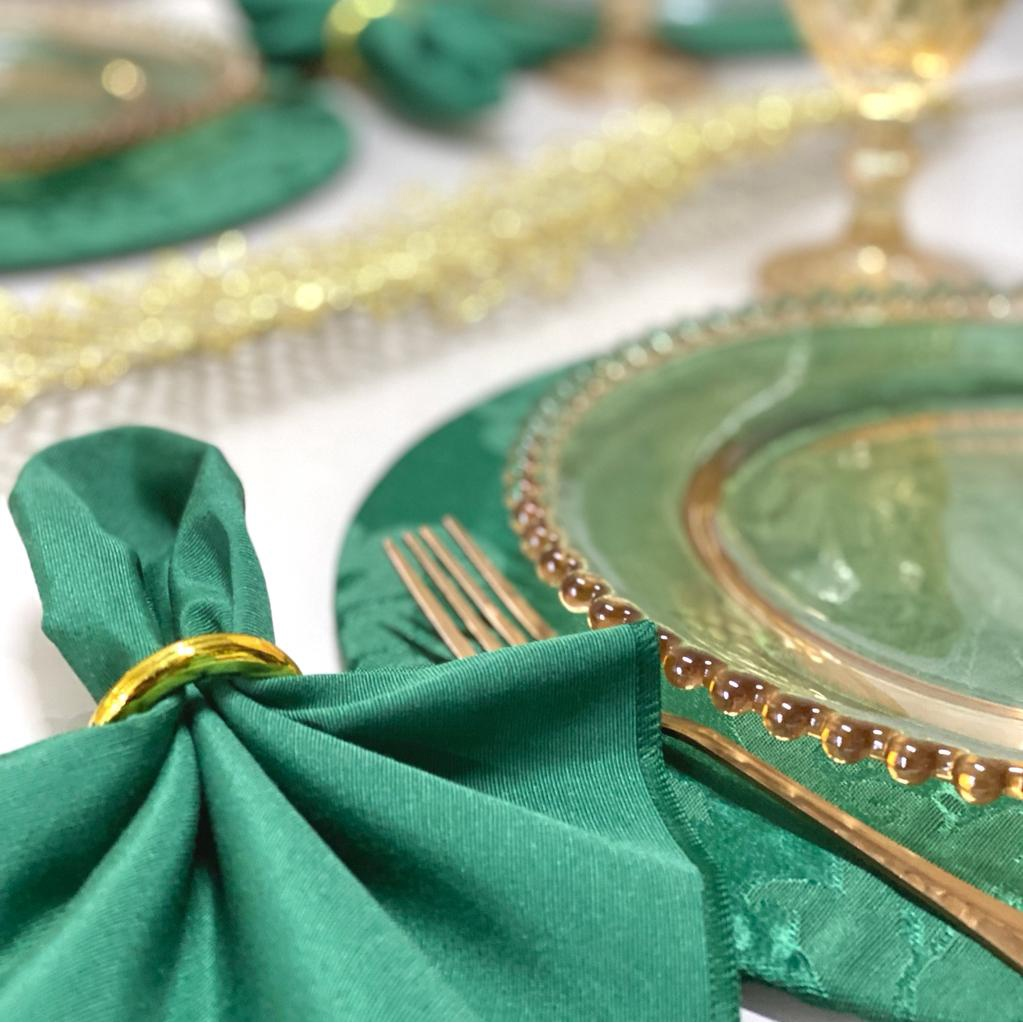 Kit Mesa Posta Sousplat Completo Natal Natalino Verde Jacquard Promoção Oferta