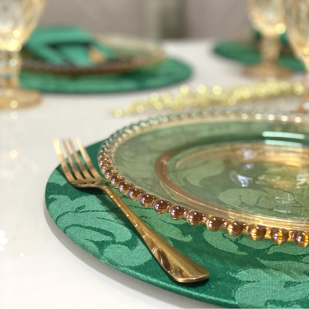 Kit Mesa Posta Sousplat Completo Natal Natalino Verde Jacquard Promoção Oferta