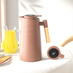 Garrafa Térmica Termômetro Digital 1L Café Chá Nórdica Com Cabo De Madeira