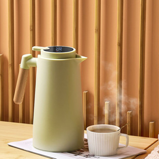 Garrafa Térmica Termômetro Digital 1L Café Chá Nórdica Com Cabo De Madeira