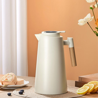 Garrafa Térmica Termômetro Digital 1L Café Chá Nórdica Com Cabo De Madeira