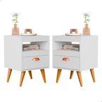 Kit 2 Mesa De Cabeceira Para Quarto Com Pés e Gaveta Com Nicho Criado Com 2 Unidades Mesinha Canto
