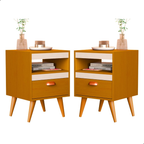 Kit 2 Mesa De Cabeceira Para Quarto Com Pés e Gaveta Com Nicho Criado Com 2 Unidades Mesinha Canto