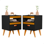 Kit 2 Mesa De Cabeceira Para Quarto Com Pés e Gaveta Com Nicho Criado Com 2 Unidades Mesinha Canto