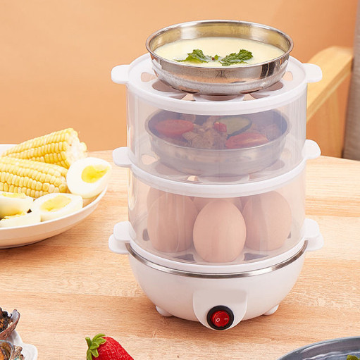 Cozedor Elétrico Multifuncional De Ovo Milho A Vapor De Leite Rápido De Tripla Camada Coze