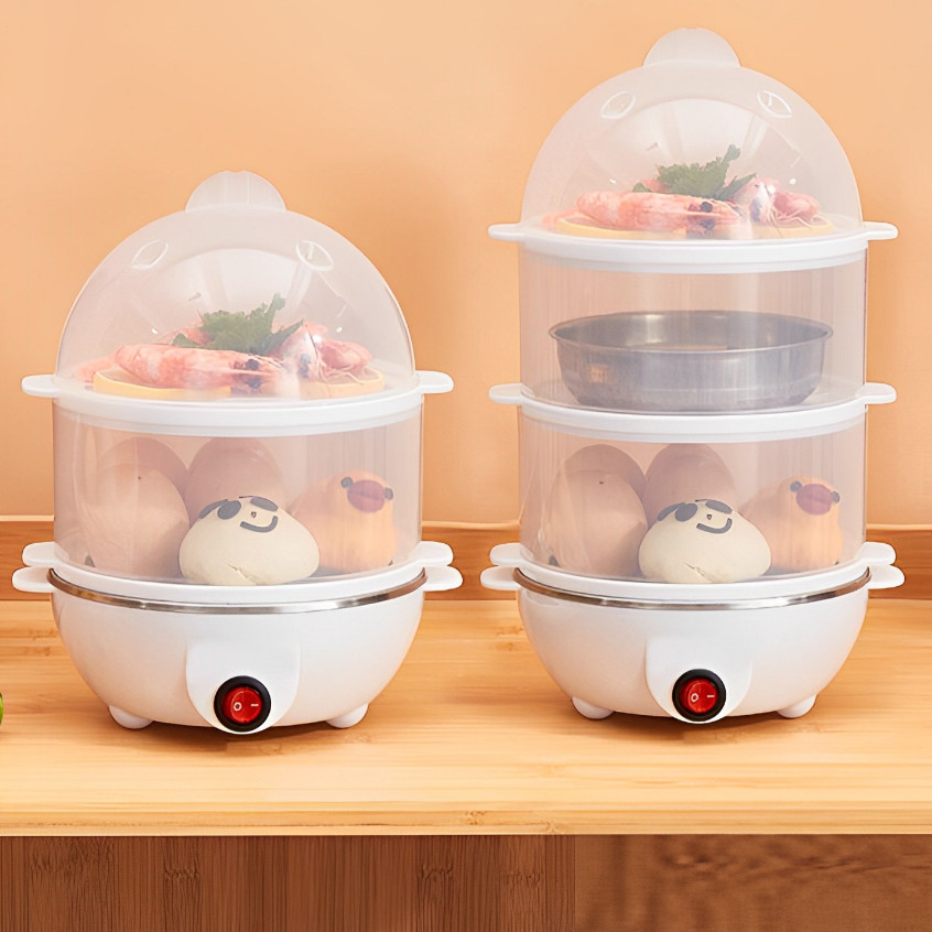 Cozedor Elétrico Multifuncional De Ovo Milho A Vapor De Leite Rápido De Tripla Camada Coze