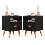 Kit 2 Mesa De Cabeceira Para Quarto Com Pés e Gaveta Com Nicho Criado Com 2 Unidades Mesinha Canto