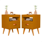 Kit 2 Mesa De Cabeceira Para Quarto Com Pés e Gaveta Com Nicho Criado Com 2 Unidades Mesinha Canto