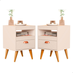 Kit 2 Mesa De Cabeceira Para Quarto Com Pés e Gaveta Com Nicho Criado Com 2 Unidades Mesinha Canto