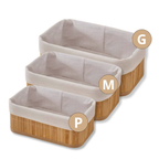 Cesto Roupa Bambu Retangular Redondo Com Tampa Cesto Oraganizador Roupa Suja Alças Banheiro Bege