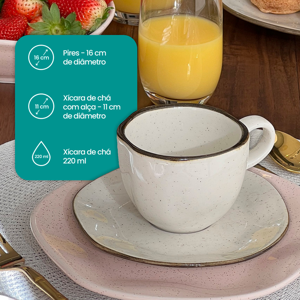 Jogo de Jantar de 30 Peças em Porcelana Ryo Maresia Oxford Mesa Posta