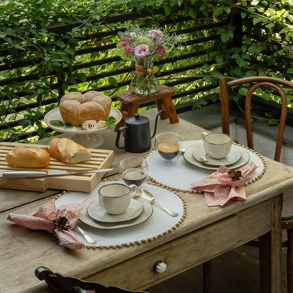 Jogo de Jantar de 30 Peças em Porcelana Ryo Maresia Oxford Mesa Posta