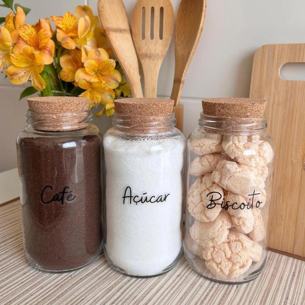 Kit 3 Potes Personalizados para o Cantinho do Café | Organize com Amor e Propósito |Bellaefinna