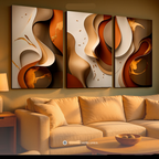 Kit de Quadros Decorativos Abstratos Tons Terrosos  – Sala & Hall