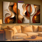 Kit de Quadros Decorativos Abstratos Tons Terrosos  – Sala & Hall