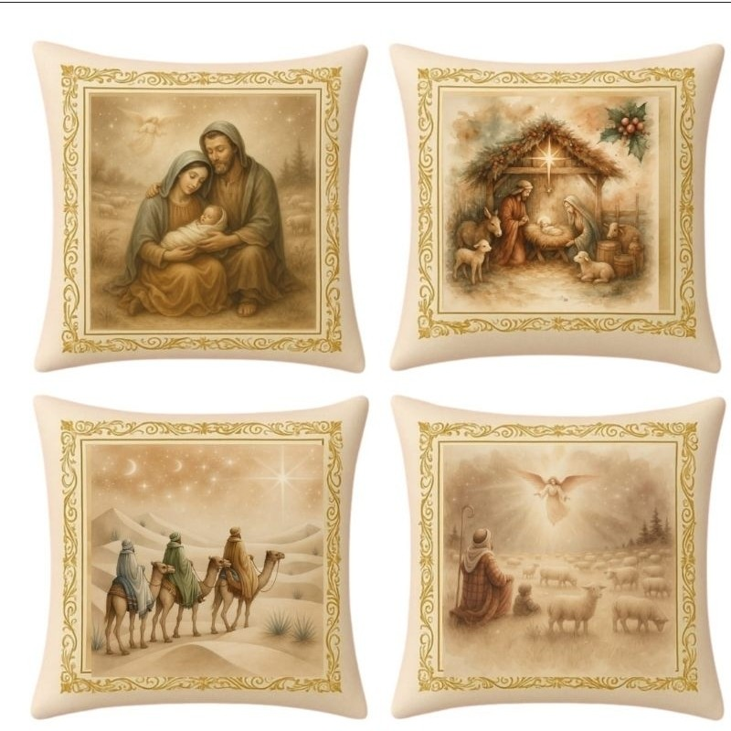 Capas Almofada Natal 45x45 Cm Kit Decoração Sala Sofá Cama Presente