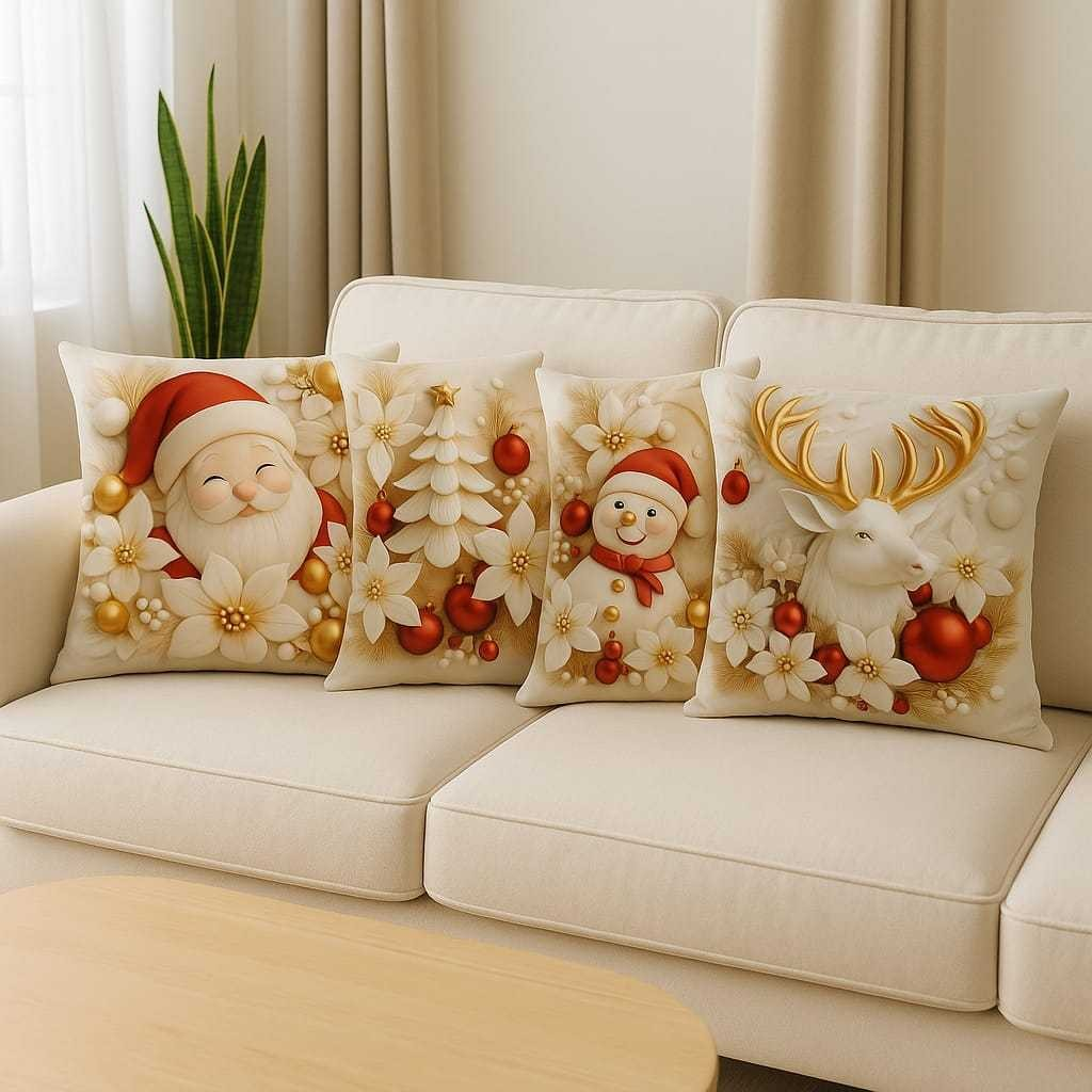 Capas Almofada Natal 45x45 Cm Kit Decoração Sala Sofá Cama Presente